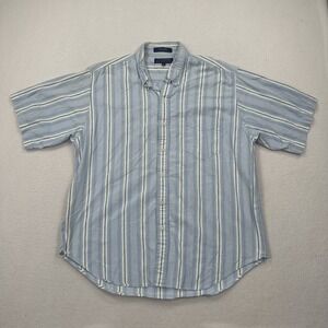 Claybrooke Classic Men's Button Shirt Size XL Blue Striped Short Sleeve